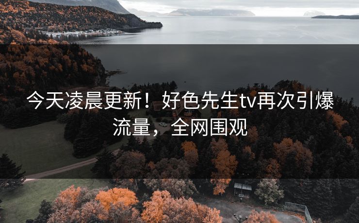 今天凌晨更新！好色先生tv再次引爆流量，全网围观