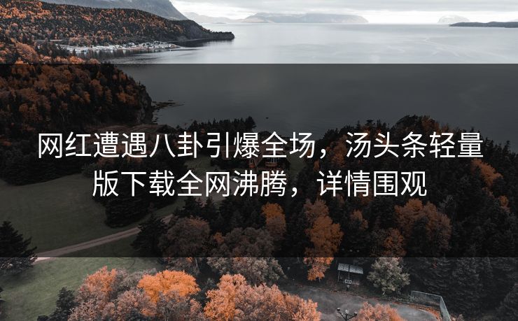 网红遭遇八卦引爆全场，汤头条轻量版下载全网沸腾，详情围观
