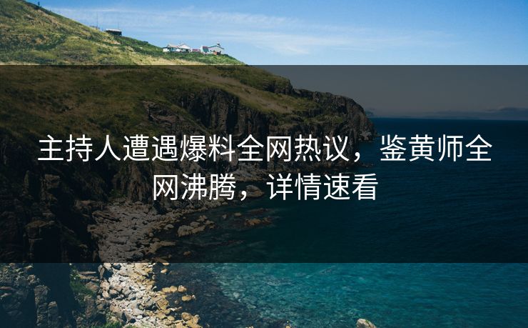 主持人遭遇爆料全网热议，鉴黄师全网沸腾，详情速看
