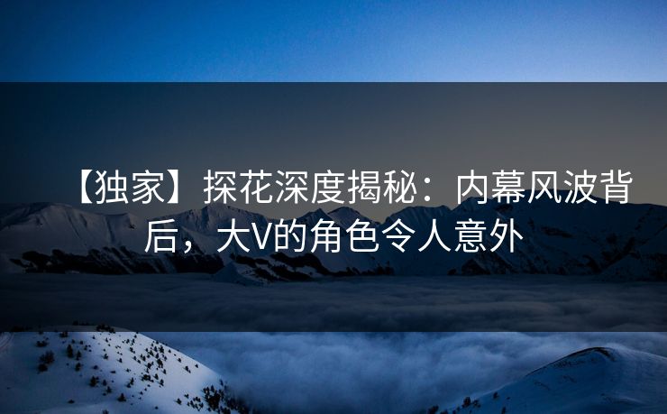 【独家】探花深度揭秘：内幕风波背后，大V的角色令人意外