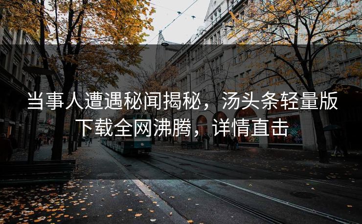 当事人遭遇秘闻揭秘，汤头条轻量版下载全网沸腾，详情直击