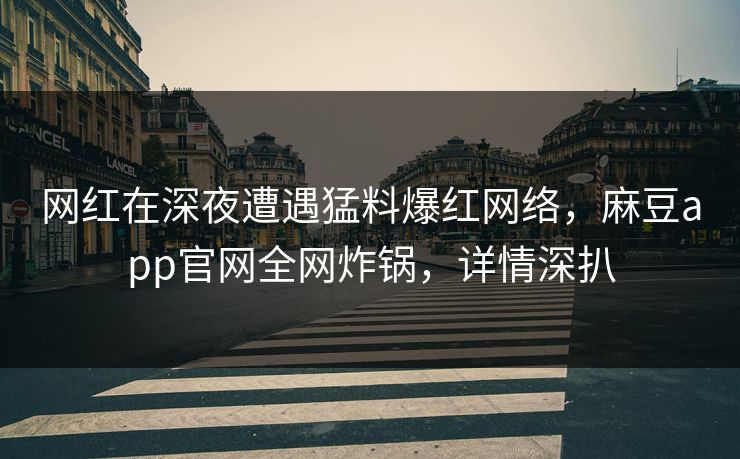 网红在深夜遭遇猛料爆红网络，麻豆app官网全网炸锅，详情深扒
