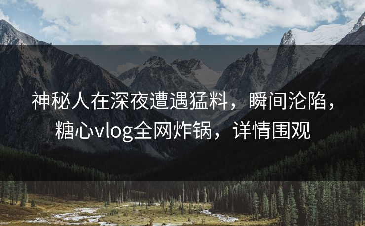 神秘人在深夜遭遇猛料，瞬间沦陷，糖心vlog全网炸锅，详情围观