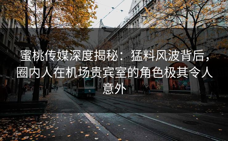 蜜桃传媒深度揭秘：猛料风波背后，圈内人在机场贵宾室的角色极其令人意外