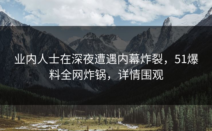 业内人士在深夜遭遇内幕炸裂，51爆料全网炸锅，详情围观