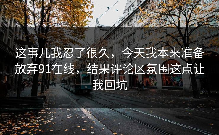 这事儿我忍了很久，今天我本来准备放弃91在线，结果评论区氛围这点让我回坑