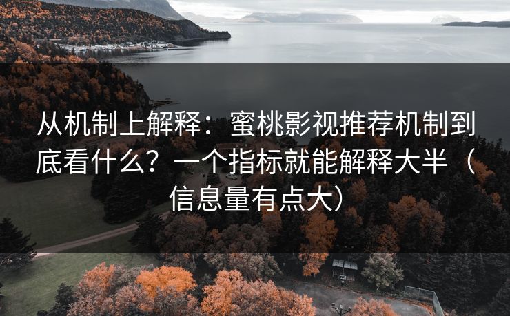 从机制上解释：蜜桃影视推荐机制到底看什么？一个指标就能解释大半（信息量有点大）